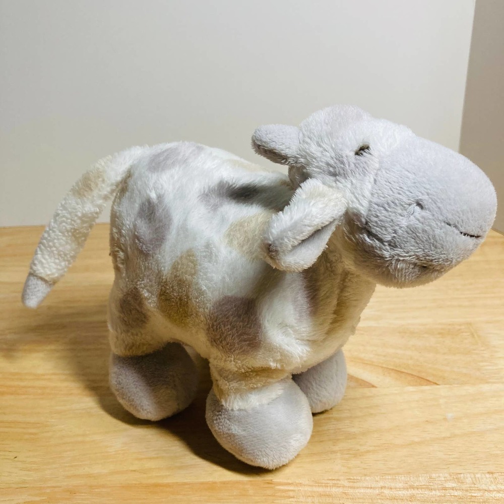 P Graham Dunn Soft Gray Beige and White Cow Plush. Pre-Owned